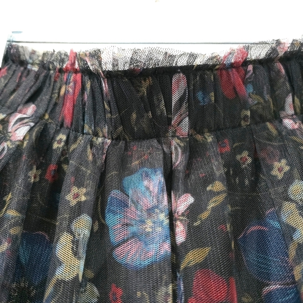 LAUREN CONRAD Disney Snow White Smocked A-Line Midi Skirt, Floral Printed Tulle - Picture 7 of 14